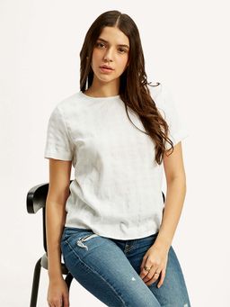 Levi's - Women Textured White Round Neck Top