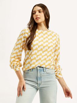 Levi's - Women Geometric Yellow Round-Neck Top