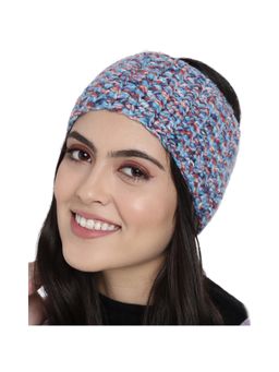Magic Needles - Women Blue Red Handmade Double Cable Bandana Headband