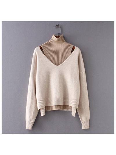 Beige Selestia Statement Pullover Sweater
