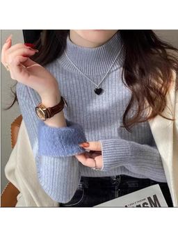 MISS MOSA BY AKANKSHA - Blue Dublo Fleece Lined Sweater