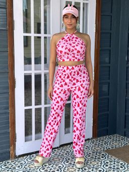 Tandul - Pink Women Heart Printed Co-ord Set