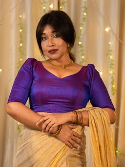 I LOVE SAREES - Violet Half Sleeve Traditional Stitched Blouse
