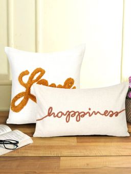 Eyda - Cotton Love and Happiness Embroidered Cushion Cover Set of 2