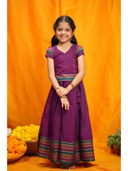 EKANTA - Vanika Wine Handloom Kids Blouse with Lehenga