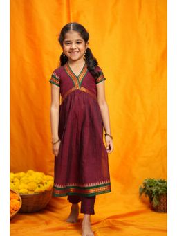 EKANTA - Avanti Maroon Kids Anarkali Kurta & Pant