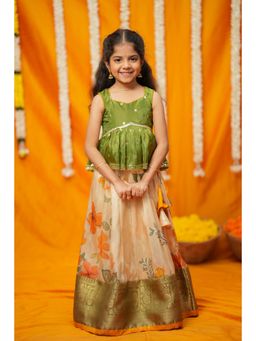 EKANTA - Harita Floral Green Blouse with Lehenga