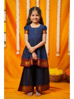 EKANTA - Ezhili Navy Blue Handloom Co-Ord Set