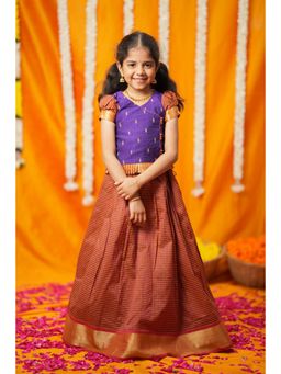 EKANTA - Mithila Purple And Rust Kids Blouse with Lehenga