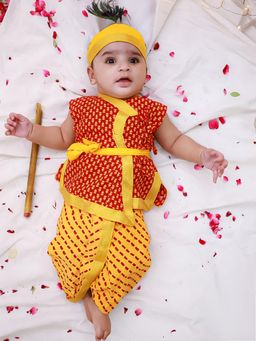 KID1 - Red Traditional Krishna Kurta & Dhoti
