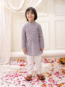 KID1 - Multi-Color Embroidered Thread Kurta & Pyjama