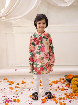 KID1 - Peach Floral Kurta & Pyjama
