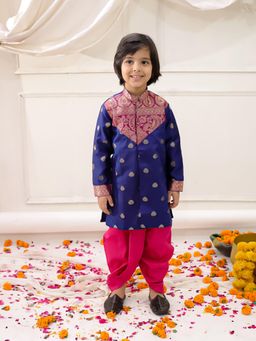 KID1 - Navy Blue Royal Sherwani & Dhoti