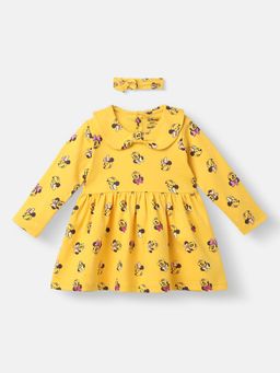 Nautinati - Infants Cotton Minnie Mouse Printed Dress with Matching Headband (Set of 2)