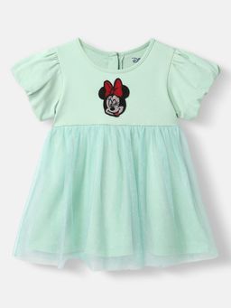 Nautinati - Infants Silk Organza Minnie Mouse Embroidered Puff Sleeve Dress