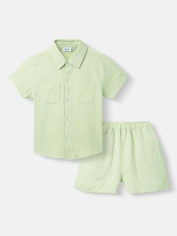 Nautinati - Boys Front Pocket Shirt and Shorts Green (Set of 2)