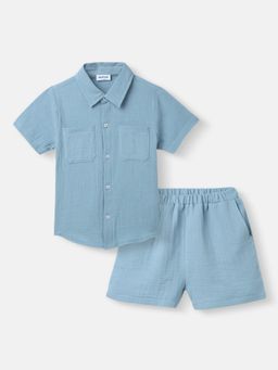Nautinati - Boys Front Pocket Shirt and Shorts Blue (Set of 2)