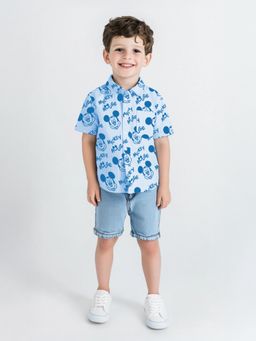 Nautinati - Boys Cotton Mickey Graphic Print Shirt with Chest Pocket