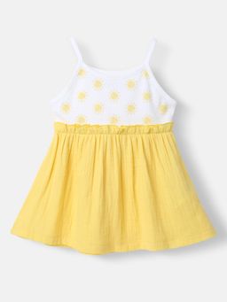 Nautinati - Girls' Soft Cotton Strap Sleeves Gathered Waistline Dress