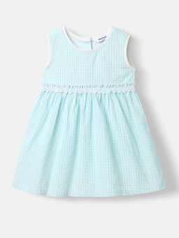 Nautinati - Girls' Cotton Knee Length Dress With Gingham Checks