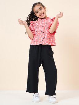 Stylo Bug - Girls Round Neck Half Sleeves Top With Pants (Set of 2)