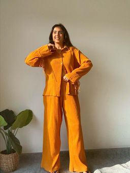 SPELL BY SMOKESHOW - Rooh Textured Mustard Co-Ord (Set of 2)