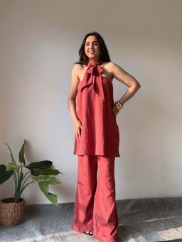 SPELL BY SMOKESHOW - Mira Textured Crimson Red Co-Ord (Set of 2)