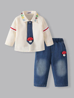 Hopscotch - Mushroom Applique Tie Jeans Set