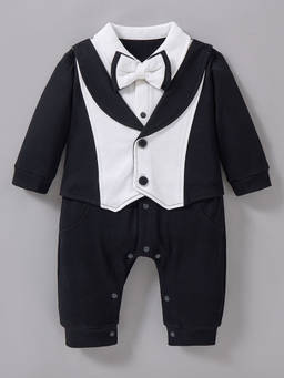 Hopscotch - Colorblock Bow Applique Romper