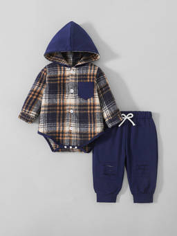 Hopscotch - Plaid Onesie And Joggers