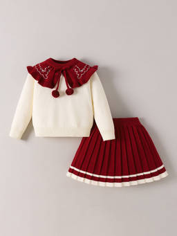 Hopscotch - Pom Pom Textured Skirt Set