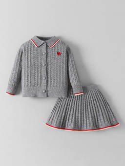 Hopscotch - Textured Collared Skirt Set