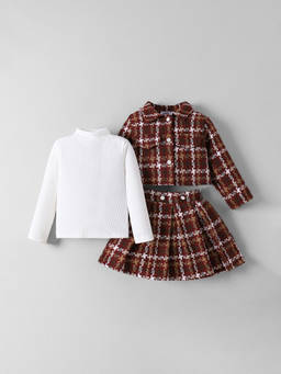 Hopscotch - Plaid Jacket, Skirt And Blouse