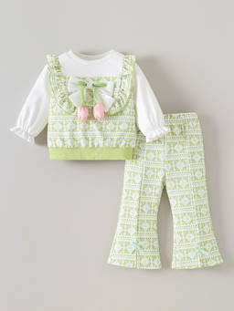 Hopscotch - Tulip Applique Ruffle Pant Set