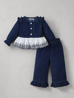 Hopscotch - Floral Embroidery Jeans Set