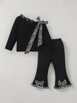Hopscotch - Textured Blouse And Pant With Scarf