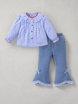 Hopscotch - Gingham Blouse And Jeans