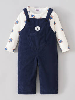 Hopscotch - Teddy Bear Dungaree Set
