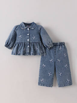 Hopscotch - Bow Embroidery Jeans Set