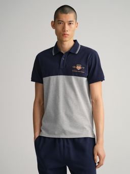 GANT - Men Blue Cut And Sew Regular Fit Polo T-Shirt