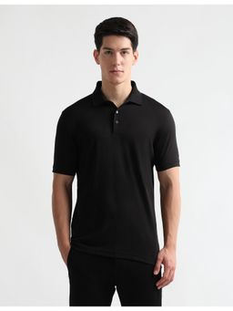 Arrow - Men's Textured Premium Formal Polo T-Shirt - Black