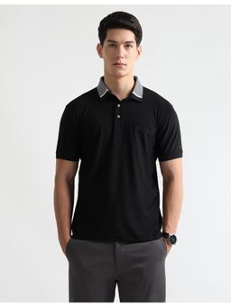 Arrow - Men's Textured Premium Formal Polo T-Shirt - Black
