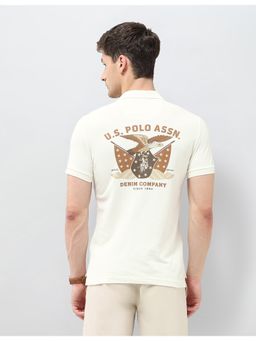 U.S. Polo Assn. Denim Co. - Men's Graphic Brand Printed Regular Fit Polo T-Shirt - Cream