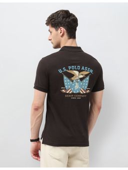 U.S. Polo Assn. Denim Co. - Men's Graphic Brand Printed Regular Fit Polo T-Shirt - Brown
