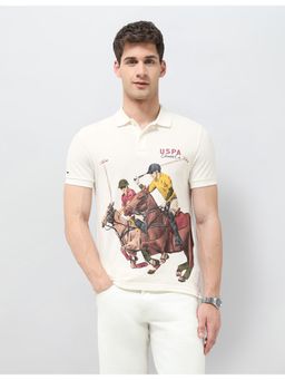 U.S. Polo Assn. Denim Co. - Men's Graphic Printed Regular Fit Polo T-Shirt - White