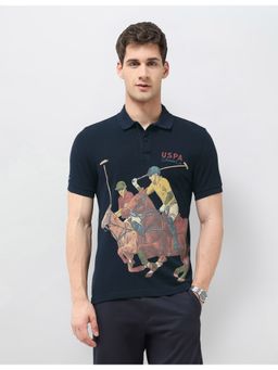 U.S. Polo Assn. Denim Co. - Men's Graphic Printed Regular Fit Polo T-Shirt - Blue