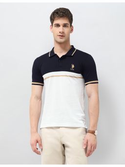 U.S. POLO ASSN. - Men's Colourblocked Regular Fit Polo T-Shirt - Blue