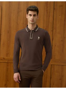 U.S. POLO ASSN. - Men's Solid Equestrian Aisle Theater Polo T-Shirt - Brown
