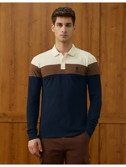 U.S. POLO ASSN. - Men's Colourblocked Equestrian Aisle Theater Polo T-Shirt - Blue