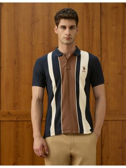 U.S. POLO ASSN. - Men's Colourblocked Equestrian Aisle Theater Polo T-Shirt - Blue